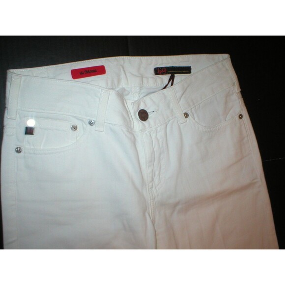 Womens Designer AG Jeans Mona White 27 x 30 USA Flare Leg Pants Cotton Short Mid - Picture 3 of 11